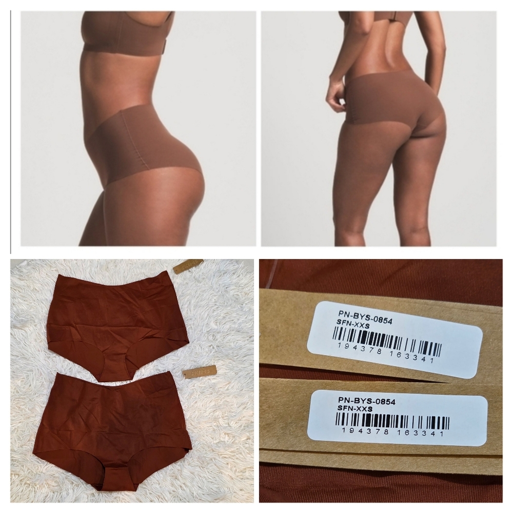 2pcs SKIMS WOMEN’S FREE CUT MID WAIST BOY SHORT SAFFRON NWT SZ XXS